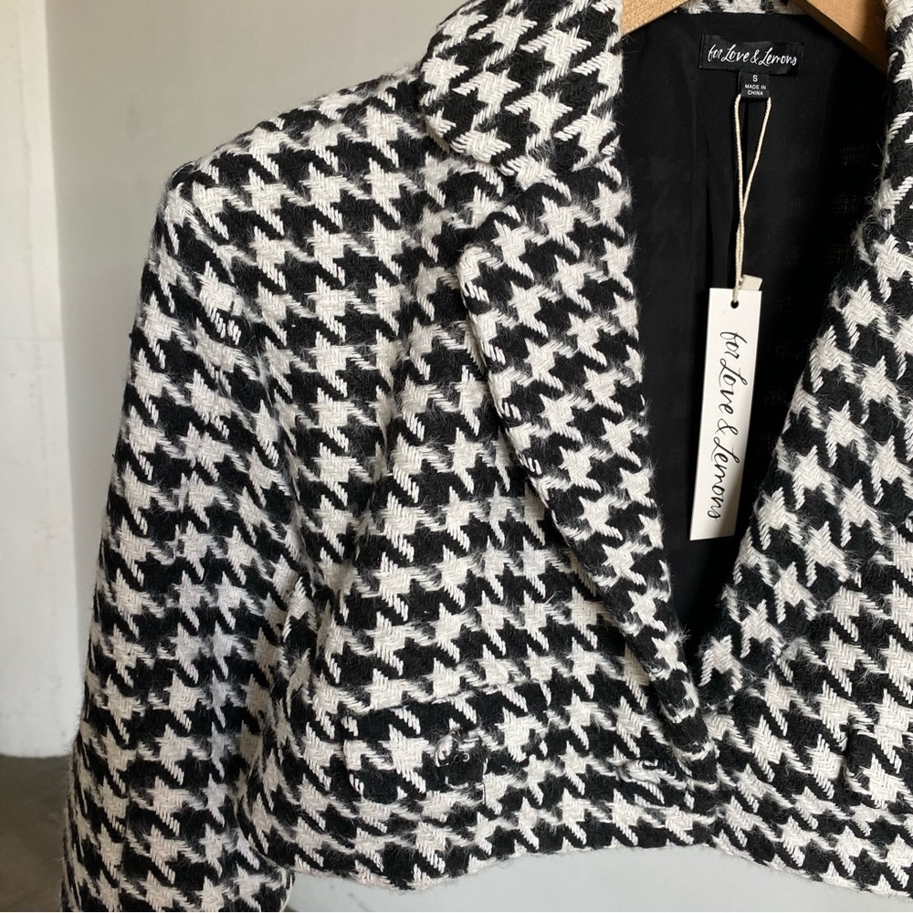 $207 NWT Black For Love & Lemons “Bonnie” Cropped Blazer Sz S Small - Picture 5 of 10